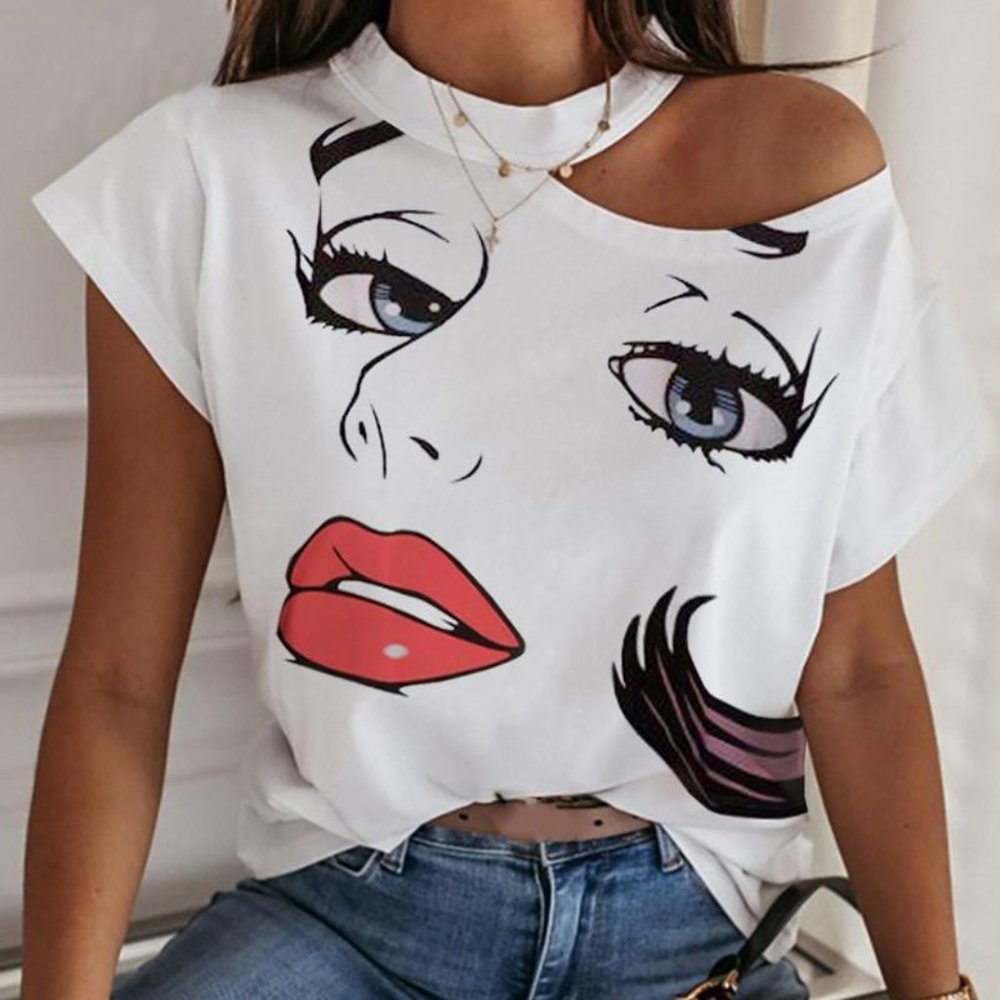 Valentine Gift Special Red Lips Womans Blouse